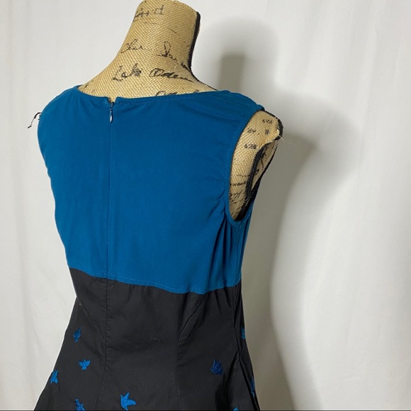 eShakti Black Blue Fit n Flare Sparrow Dress - Picture 6 of 9